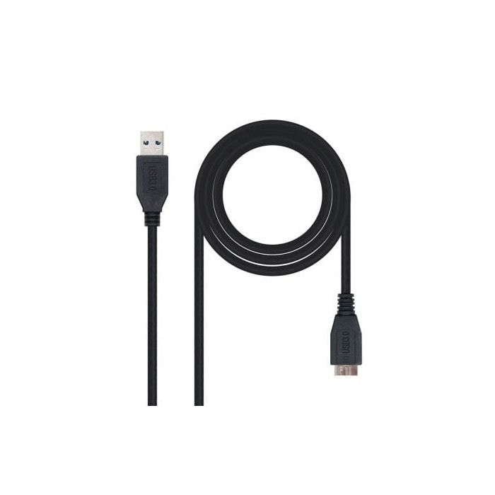 Cable USB 3.0 Nanocable 10.01.1101-BK/ USB Macho - MicroUSB Macho/ 1m/ Negro | USB