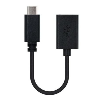 Cable USB 2.0 Tipo-C Nanocable 10.01.2400/ USB Tipo-C Macho - USB Hembra/ 480Mbps/ 15cm/ Negro | USB