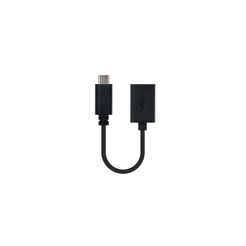 Cable USB 2.0 Tipo-C Nanocable 10.01.2400/ USB Tipo-C Macho - USB Hembra/ 480Mbps/ 15cm/ Negro | USB