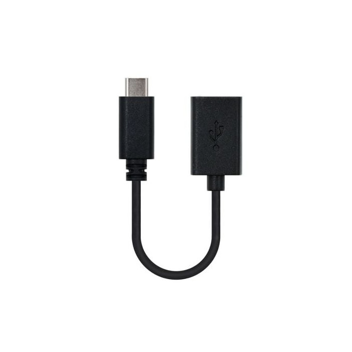 Cable USB 2.0 Tipo-C Nanocable 10.01.2400/ USB Tipo-C Macho - USB Hembra/ 480Mbps/ 15cm/ Negro | USB