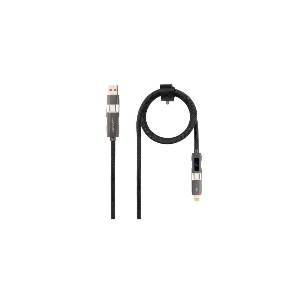 Cable USB 2.0 Tipo-C Nanocable 10.01.2501/ USB Tipo-C Macho + USB Macho - USB Tipo-C Macho + Lightning Macho/ Hasta 27W/ 480Mbps
