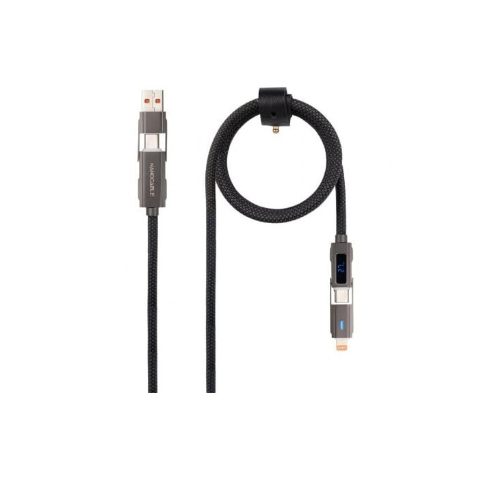 Cable USB 2.0 Tipo-C Nanocable 10.01.2501/ USB Tipo-C Macho + USB Macho - USB Tipo-C Macho + Lightning Macho/ Hasta 27W/ 480Mbps