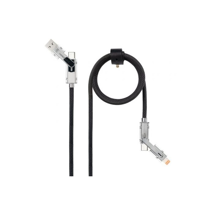 Cable USB 2.0 Tipo-C Nanocable 10.01.2601/ USB Tipo-C Macho + USB Macho - USB Tipo-C Macho + Lightning Macho/ Hasta 27W/ 480Mbps