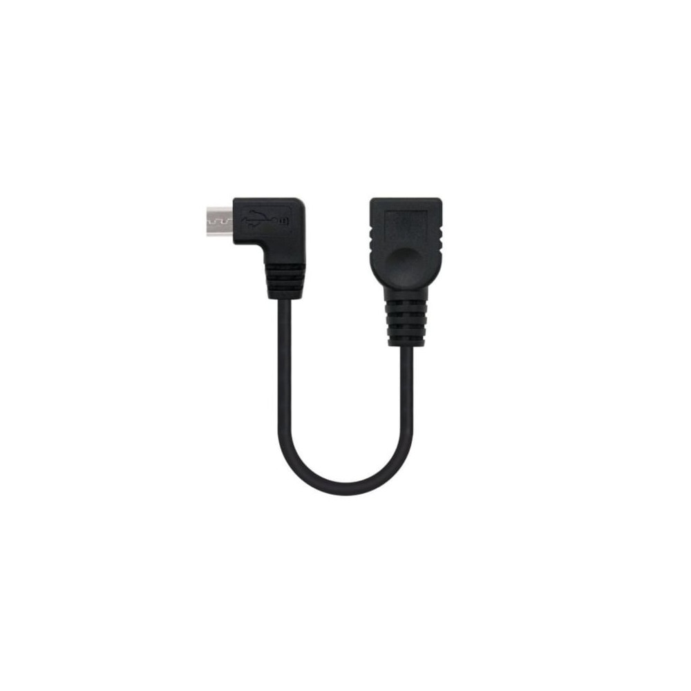 Cable USB 2.0 Nanocable 10.01.3600/ MicroUSB Macho - USB Hembra/ 15cm/ Negro | USB