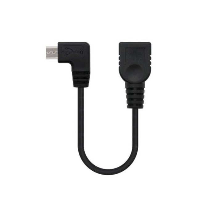 Cable USB 2.0 Nanocable 10.01.3600/ MicroUSB Macho - USB Hembra/ 15cm/ Negro | USB