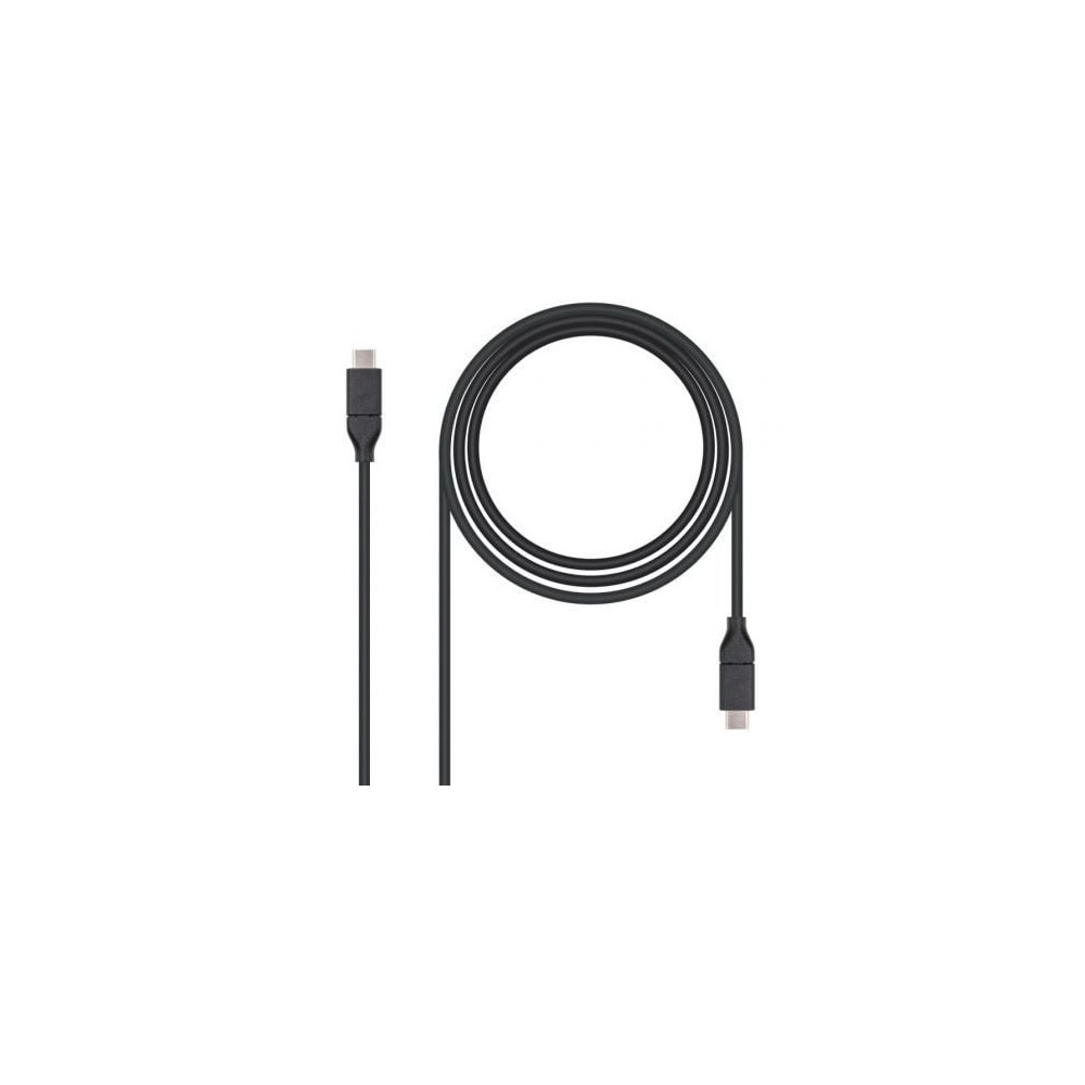 Cable USB 3.2 Tipo-C Nanocable 10.01.4101/ USB Tipo-C Macho - USB Tipo-C Macho/ hasta 100W/ 1m/ Negro | USB-C