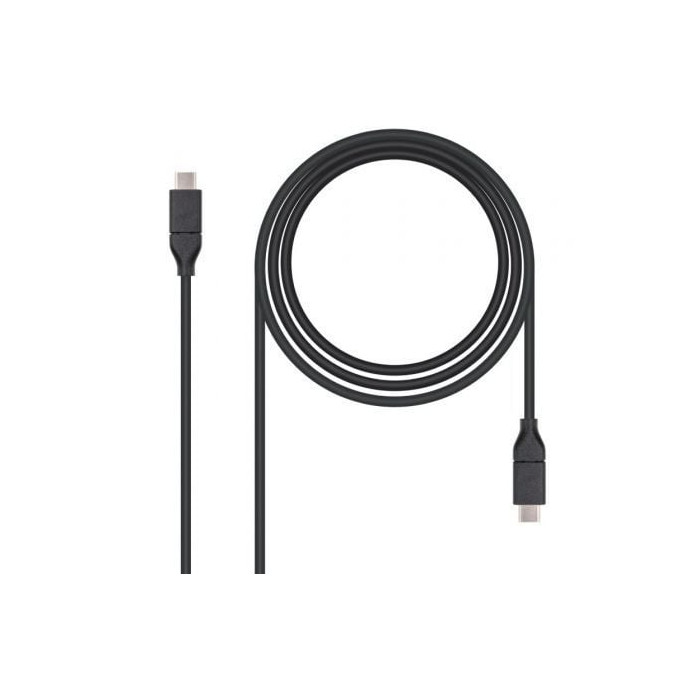 Cable USB 3.2 Tipo-C Nanocable 10.01.4101/ USB Tipo-C Macho - USB Tipo-C Macho/ hasta 100W/ 1m/ Negro | USB-C