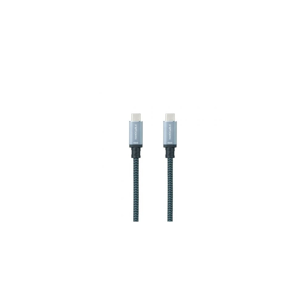 Cable USB 3.1 Tipo-C Nanocable 10.01.4101-COMB/ USB Tipo-C Macho - USB Tipo-C Macho/ Hasta 100W/ 10Gbps/ 1m/ Gris y Negro | USB-