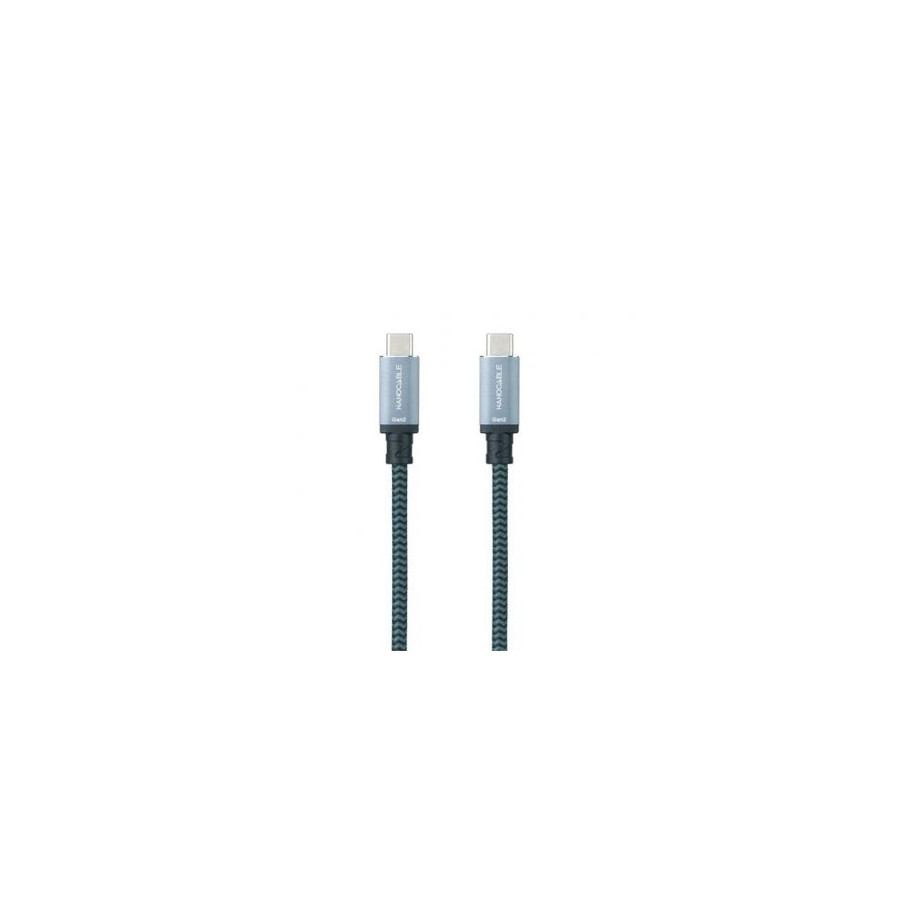 Cable USB 3.2 Tipo-C Nanocable 10.01.4103-COMB/ USB Tipo-C Macho - USB Tipo-C Macho/ Hasta 100W/ 20Gbps/ 3m/ Gris y Negro | USB-