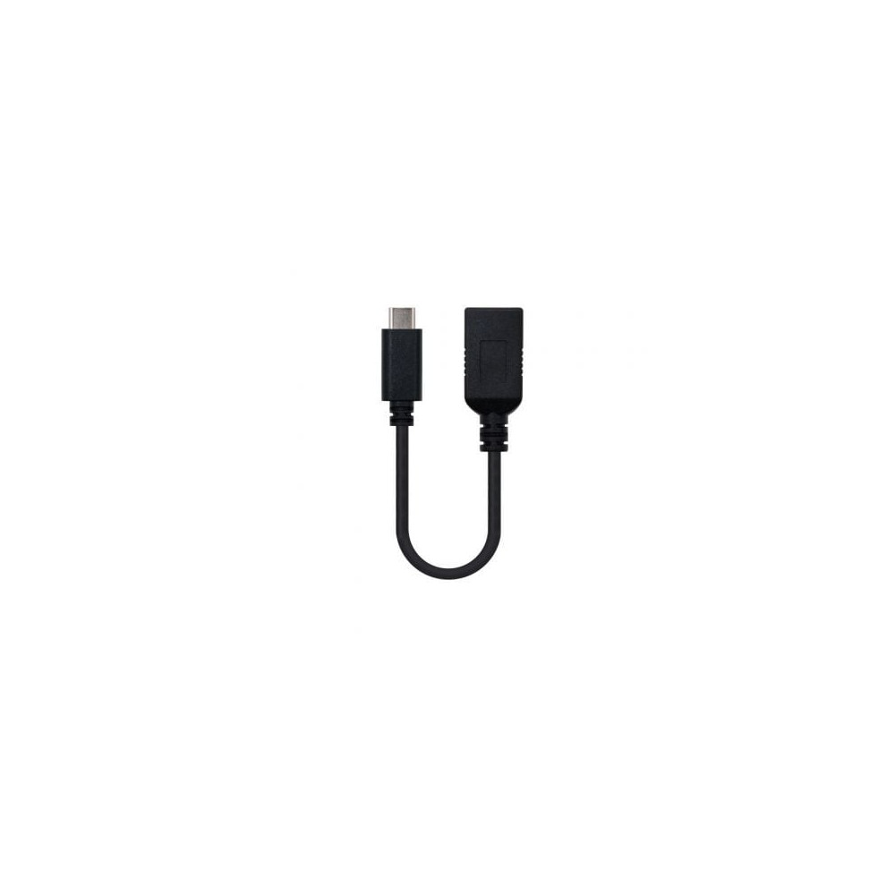 Cable USB 3.1 Nanocable 10.01.4201/ USB Tipo-C Macho - USB Hembra/ 15cm/ Negro | USB