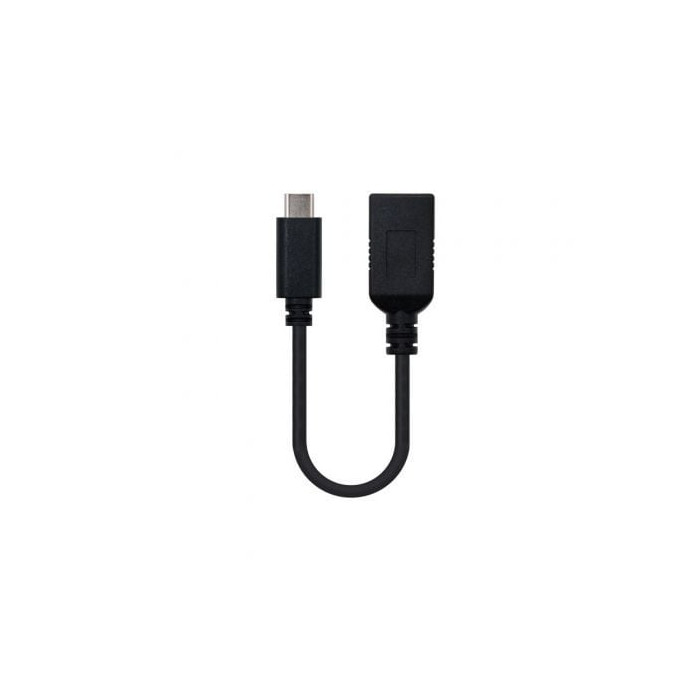 Cable USB 3.1 Nanocable 10.01.4201/ USB Tipo-C Macho - USB Hembra/ 15cm/ Negro | USB
