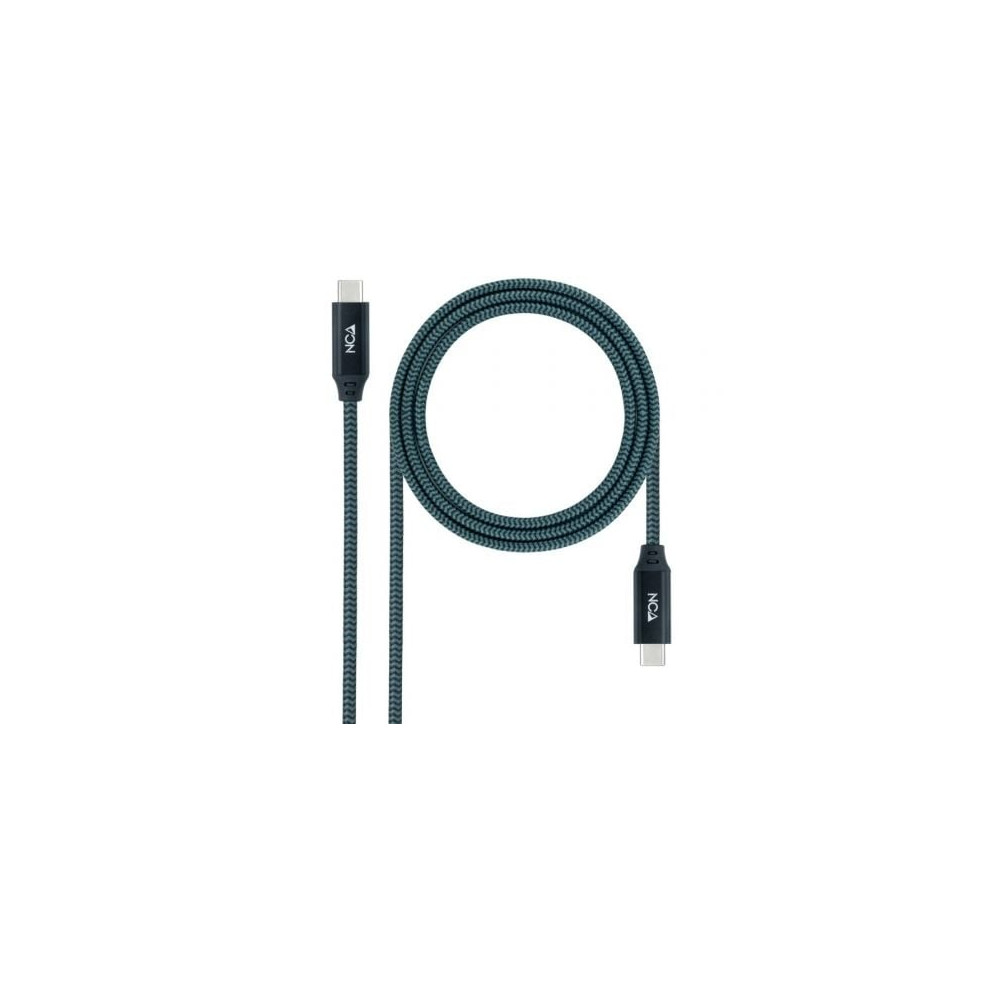 Cable USB 3.2 Nanocable 10.01.4300-COMB/ USB Tipo-C Macho - USB Tipo-C Macho/ Hasta 100W/ 20Gbps/ 50cm/ Gris y Negro | USB-C