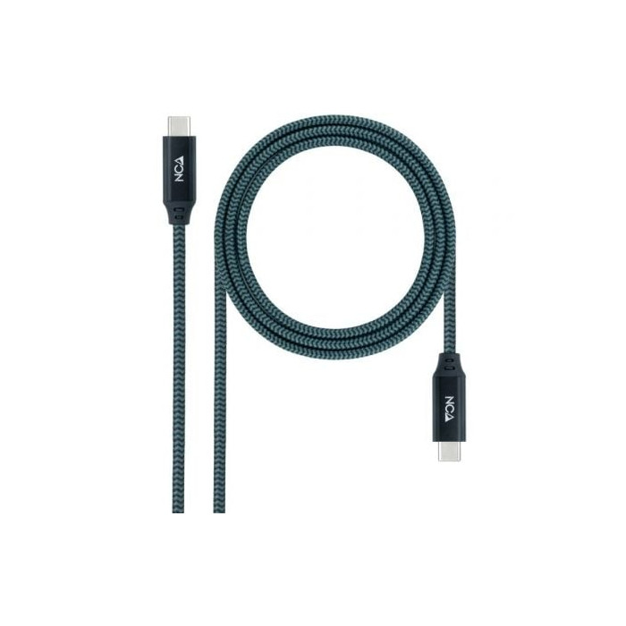 Cable USB 3.2 Nanocable 10.01.4300-COMB/ USB Tipo-C Macho - USB Tipo-C Macho/ Hasta 100W/ 20Gbps/ 50cm/ Gris y Negro | USB-C