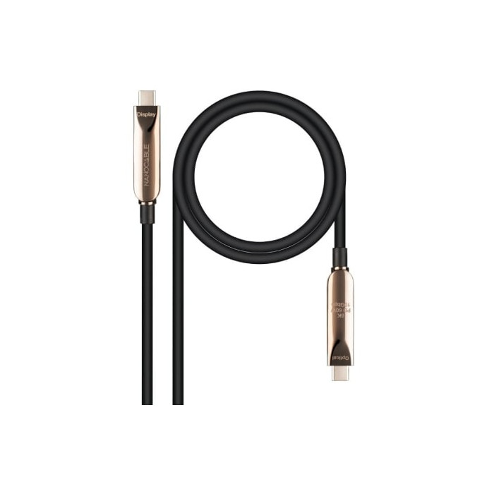 Cable USB 3.2 Tipo-C AOC Nanocable 10.01.4615/ USB Tipo-C Macho - USB Tipo-C Macho/ Hasta 60W/ 10Gbps/ 15m/ Negro | USB-C