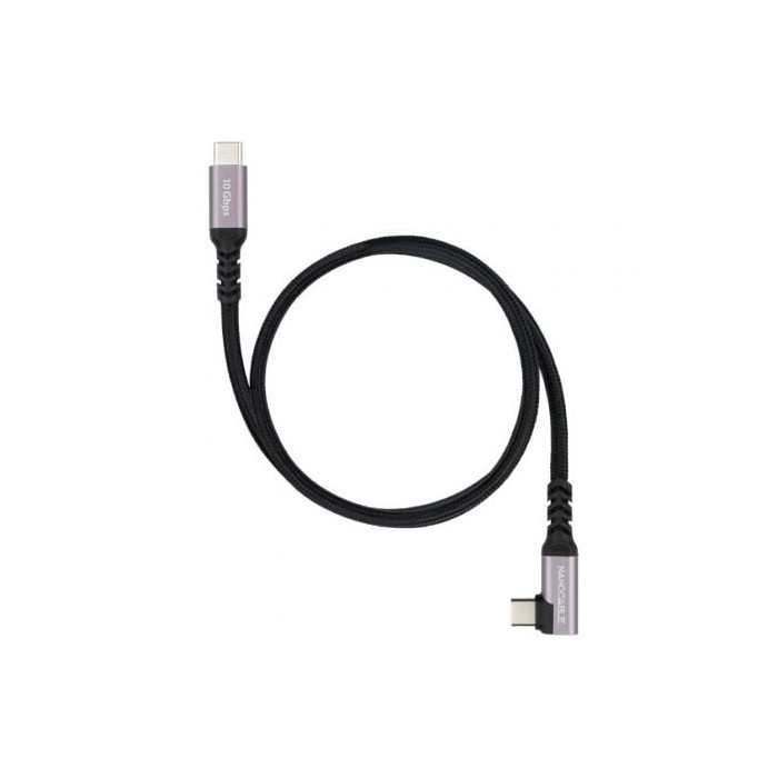 Cable USB 3.2 Tipo-C Acodado Nanocable 10.01.4701/ USB Tipo-C Macho - USB Tipo-C Macho/ Hasta 100W/ 10Gbps/ 1m/ Negro | USB-C