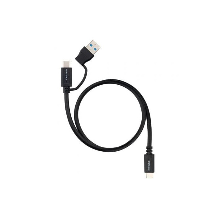 Cable USB 3.2 Tipo-C Nanocable 10.01.4800/ USB Tipo-C Macho/ USB Macho - USB Tipo-C Macho/ Hasta 60W/ 10Gbps/ 50cm/ Negro | USB-
