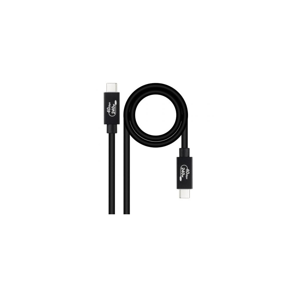 Cable USB 4.0 Nanocable 10.01.5002/ USB Tipo-C Macho - USB Tipo-C Macho/ Hasta 240W/ 40Gbps/ 1.8m/ Negro | USB-C