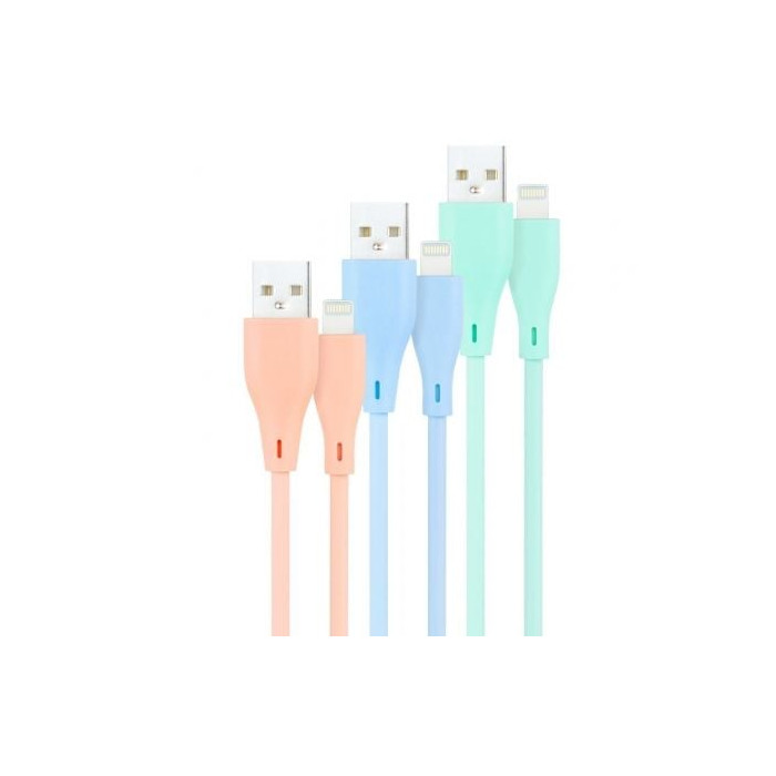 Cables USB 2.0 Lightning Nanocable 10.10.0401-A1/ USB Macho - Lightning Macho/ 1m/ 3 Unidades/ Rosa, Azul y Verde | Lightning