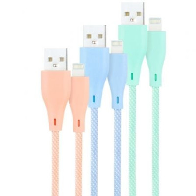 Cables USB 2.0 Lightning Nanocable 10.10.0401-CO1/ USB Macho - Lightning Macho/ 1m/ 3 Unidades/ Rosa, Azul y Verde | Lightning