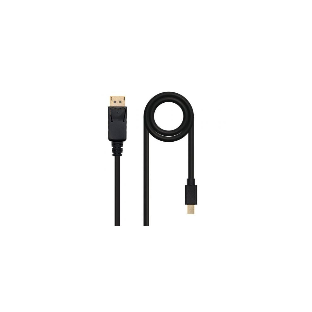 Cable Mini DisplayPort 1.2 4K Nanocable 10.15.2402/ Mini DisplayPort Macho - DisplayPort Macho/ 2m/ Negro | VGA/DVI/DisplayPort