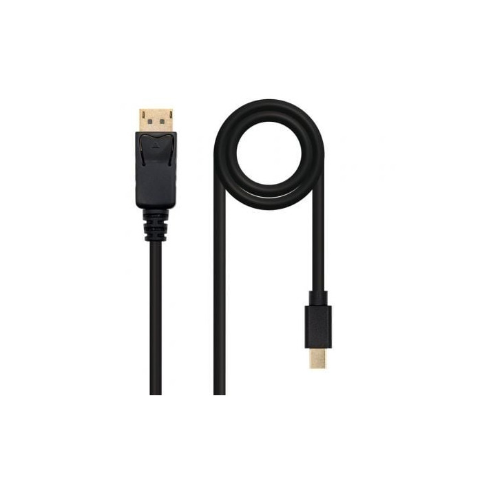 Cable Mini DisplayPort 1.2 4K Nanocable 10.15.2402/ Mini DisplayPort Macho - DisplayPort Macho/ 2m/ Negro | VGA/DVI/DisplayPort