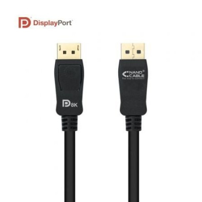 Cable DisplayPort 1.4 8K Nanocable 10.15.2502/ DisplayPort Macho - DisplayPort Macho/ 2m/ Certificado/ Negro | VGA/DVI/DisplayPo