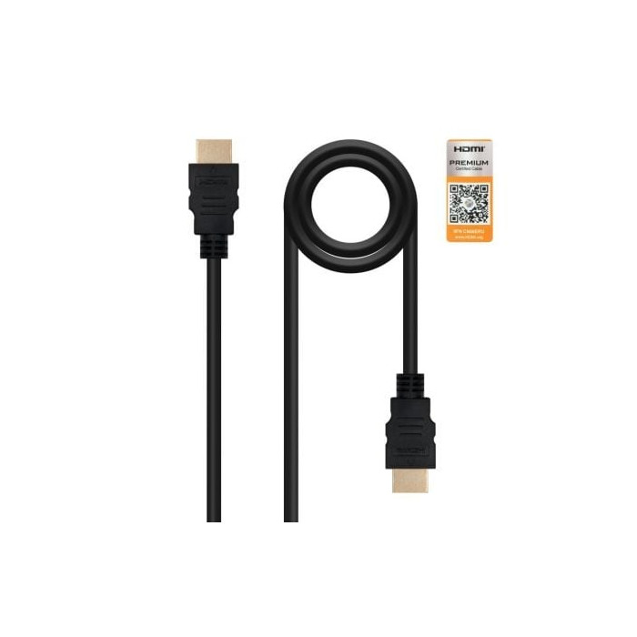 Cable HDMI 2.0 4K Nanocable 10.15.3600/ HDMI Macho - HDMI Macho/ 50cm/ Certificado/ Negro | HDMI