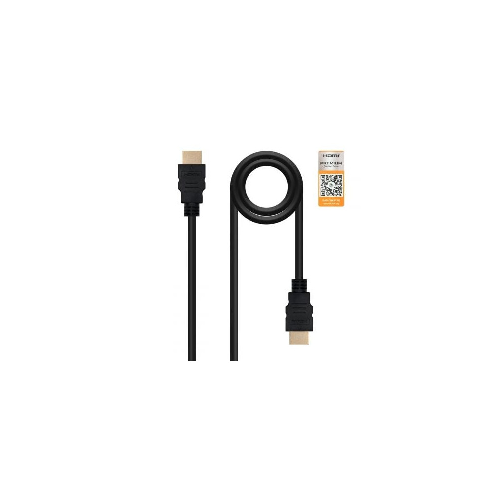 Cable HDMI 2.0 4K Nanocable 10.15.3601-L150/ HDMI Macho - HDMI Macho/ 1.5m/ Certificado/ Negro | HDMI