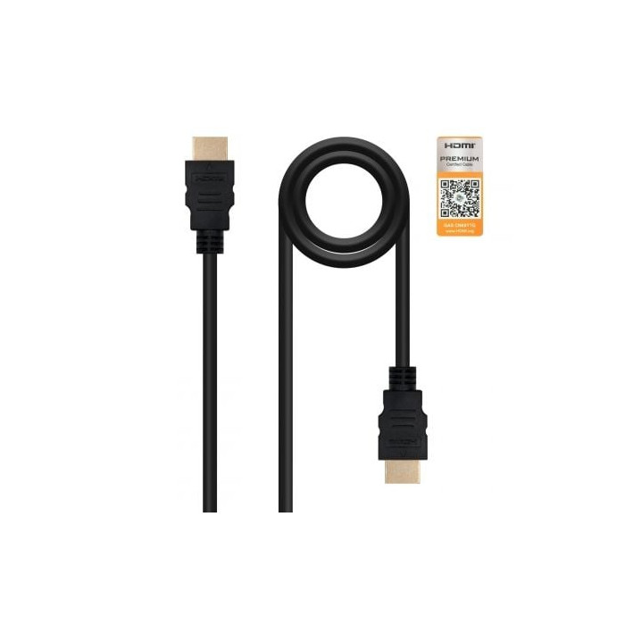 Cable HDMI 2.0 4K Nanocable 10.15.3601-L150/ HDMI Macho - HDMI Macho/ 1.5m/ Certificado/ Negro | HDMI
