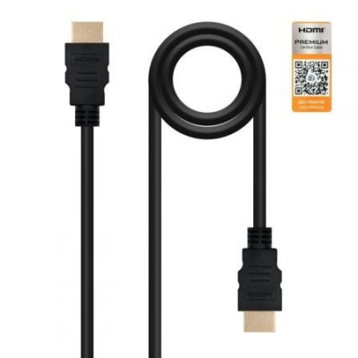 Cable HDMI 2.0 4K Nanocable 10.15.3602/ HDMI Macho - HDMI Macho/ 2m/ Certificado/ Negro | HDMI