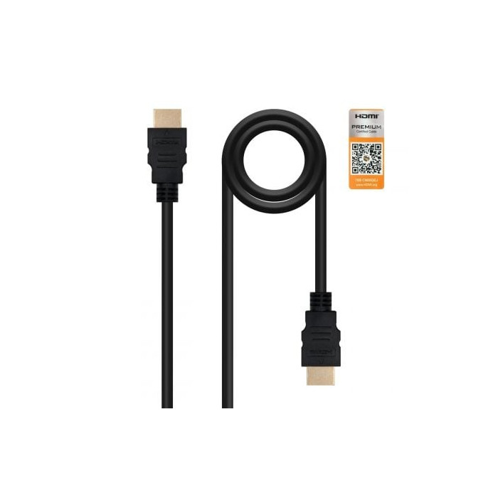 Cable HDMI 2.0 4K Nanocable 10.15.3603/ HDMI Macho - HDMI Macho/ 3m/ Certificado/ Negro | HDMI