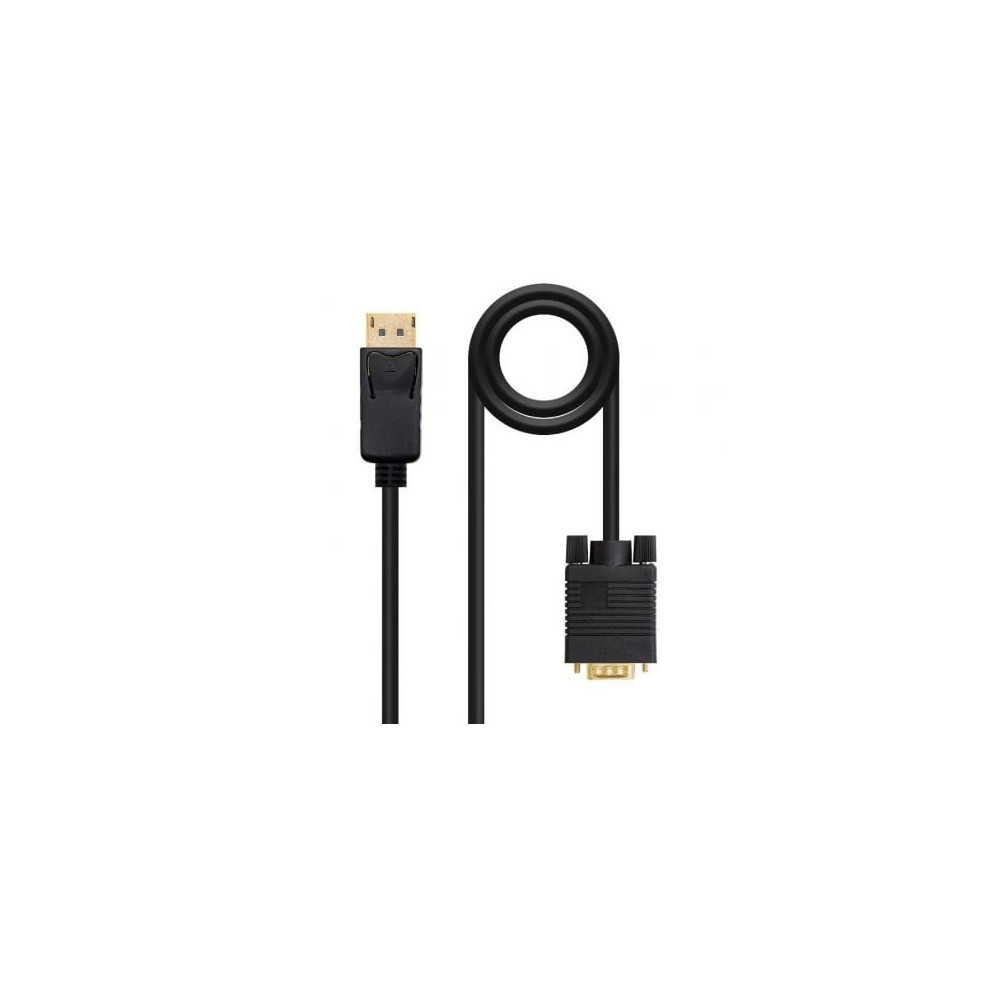 Cable Conversor Nanocable 10.15.4402/ DisplayPort Macho - VGA Macho/ 2m/ Negro | VGA/DVI/DisplayPort