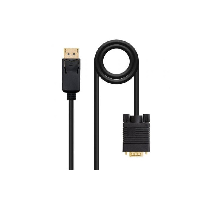 Cable Conversor Nanocable 10.15.4402/ DisplayPort Macho - VGA Macho/ 2m/ Negro | VGA/DVI/DisplayPort