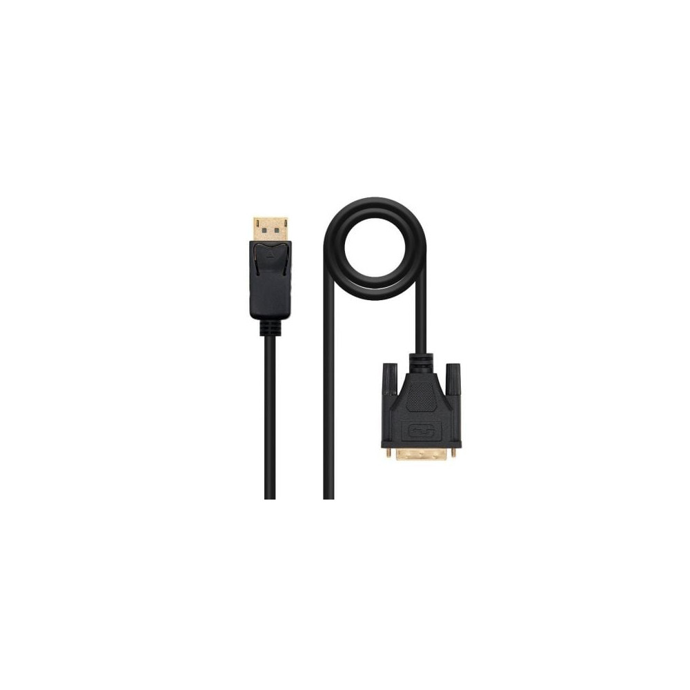 Cable Conversor Nanocable 10.15.4502/ DisplayPort Macho - DVI Macho/ 2m/ Negro | VGA/DVI/DisplayPort
