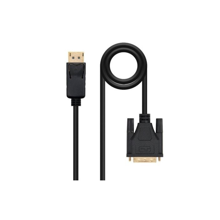 Cable Conversor Nanocable 10.15.4502/ DisplayPort Macho - DVI Macho/ 2m/ Negro | VGA/DVI/DisplayPort