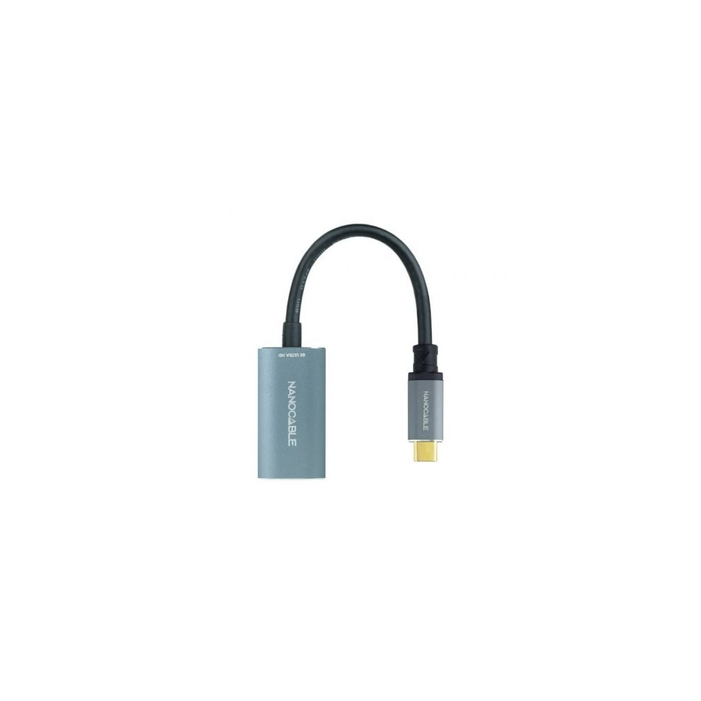 Conversor Nanocable 10.16.4104-G/ USB Tipo-C Macho - DisplayPort Hembra/ 15cm/ Gris | VGA/DVI/DisplayPort