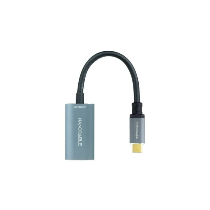 Conversor Nanocable 10.16.4104-G/ USB Tipo-C Macho - DisplayPort Hembra/ 15cm/ Gris | VGA/DVI/DisplayPort