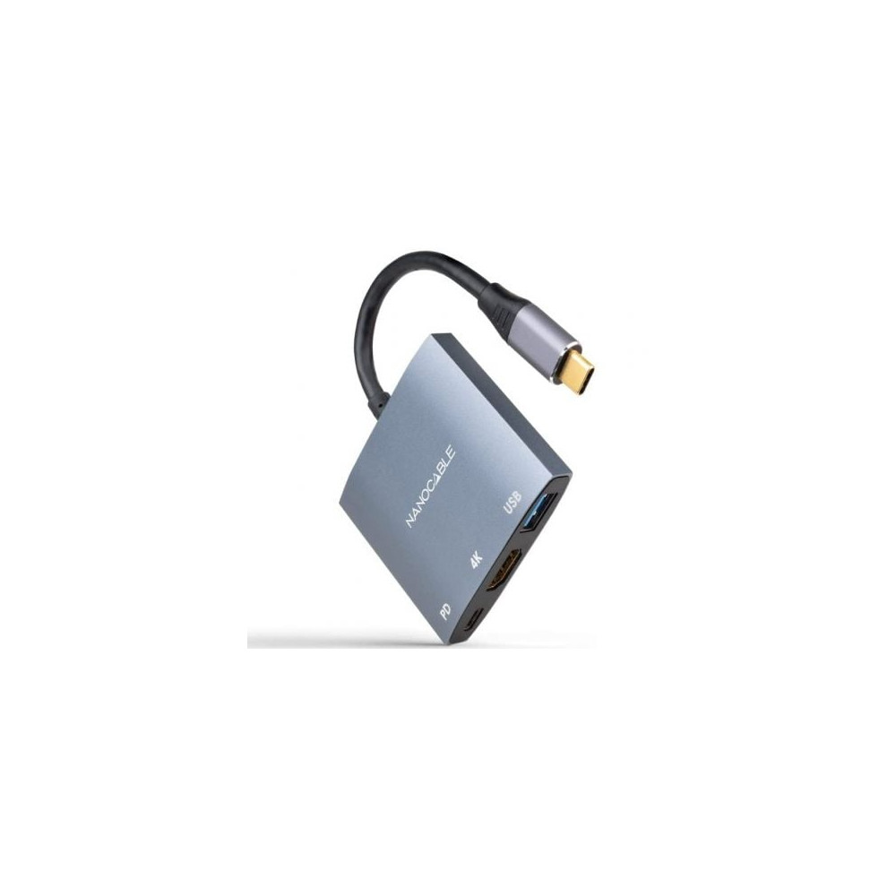 Conversor Nanocable 10.16.4306 USB Tipo-C/ HDMI 4K Hembra - USB Hembra - USB Tipo-C PD/ 15cm/ Gris | HDMI