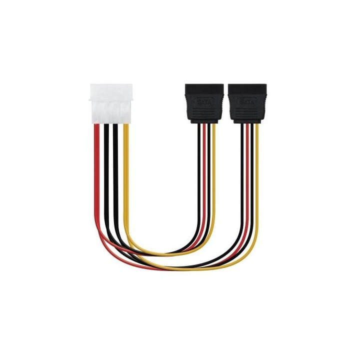 Cable Duplicador de Alimentación Nanocable 10.19.0101-OEM/ Molex Macho - 2x SATA Hembra/ 20cm | Alimentación y Datos