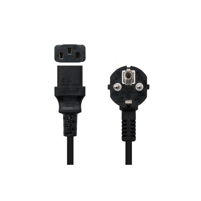 Cable Alimentación Nanocable 10.22.0103/ Schuko Macho - C13 Hembra/ 3m/ Negro | Alimentación y Datos