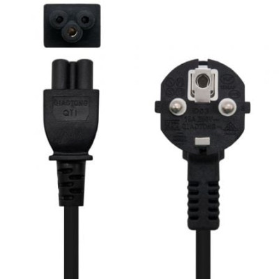 Cable Alimentación Trébol Nanocable 10.22.0302-L200/ Schuko Macho - C5 Hembra/ 2m/ Negro | Alimentación y Datos