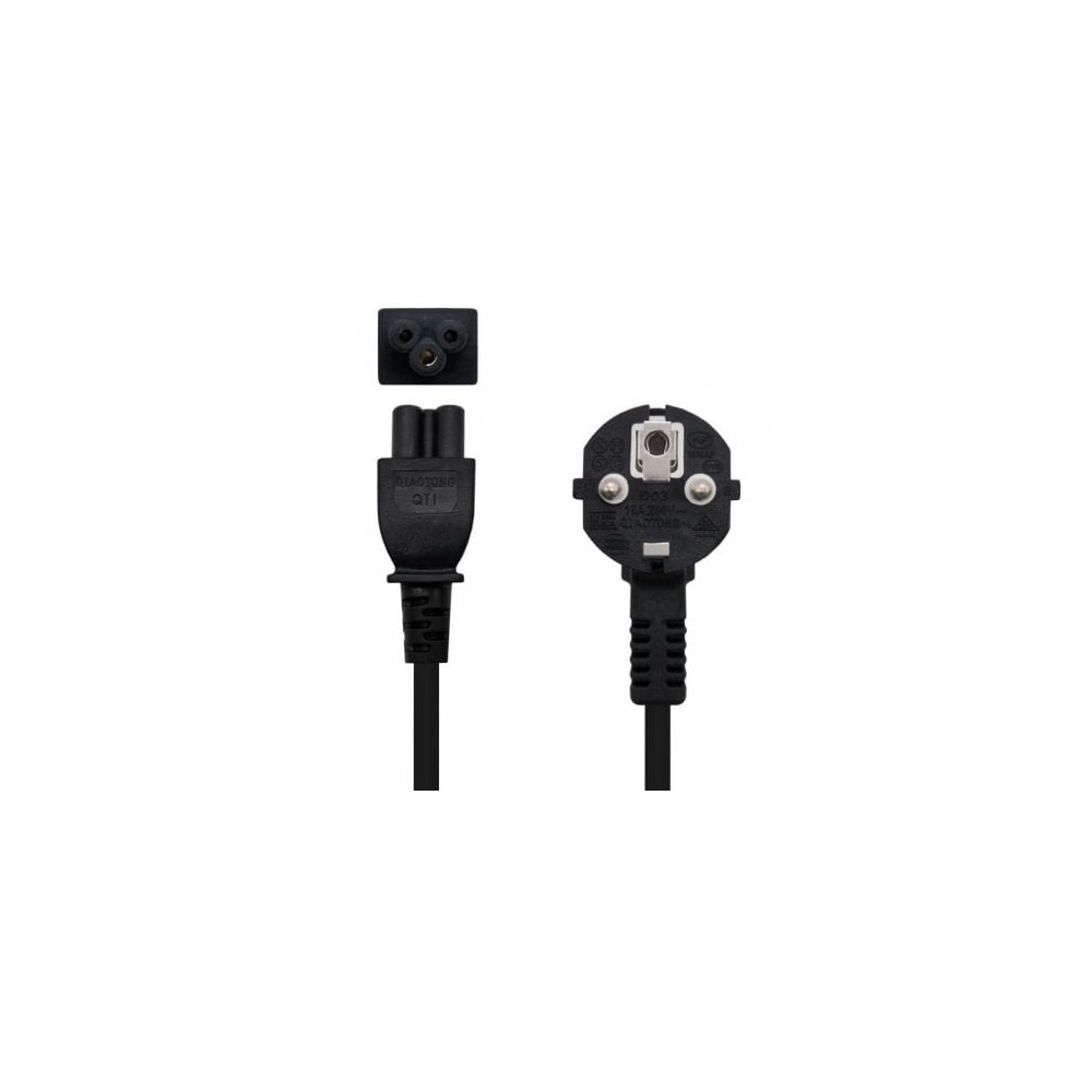 Cable Alimentación Trébol Nanocable 10.22.0302-L200/ Schuko Macho - C5 Hembra/ 2m/ Negro | Alimentación y Datos