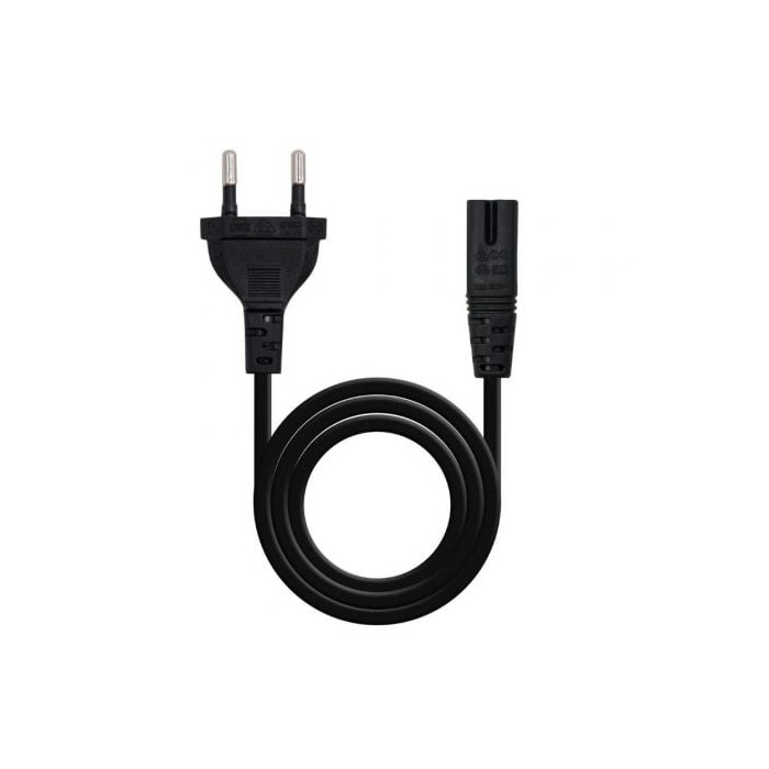 Cable Alimentación Forma 8 Nanocable 10.22.0402-L200/ CEE7/16 Macho - C7 Hembra/ 2m/ Negro | Alimentación y Datos