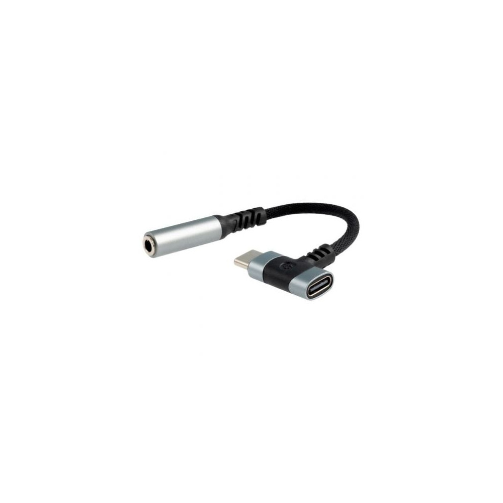 Cable Conversor Audio Nanocable 10.24.1207/ USB Tipo-C Macho - Jack 3.5/ USB Tipo-C Hembra/ 10cm/ Negro | Audio