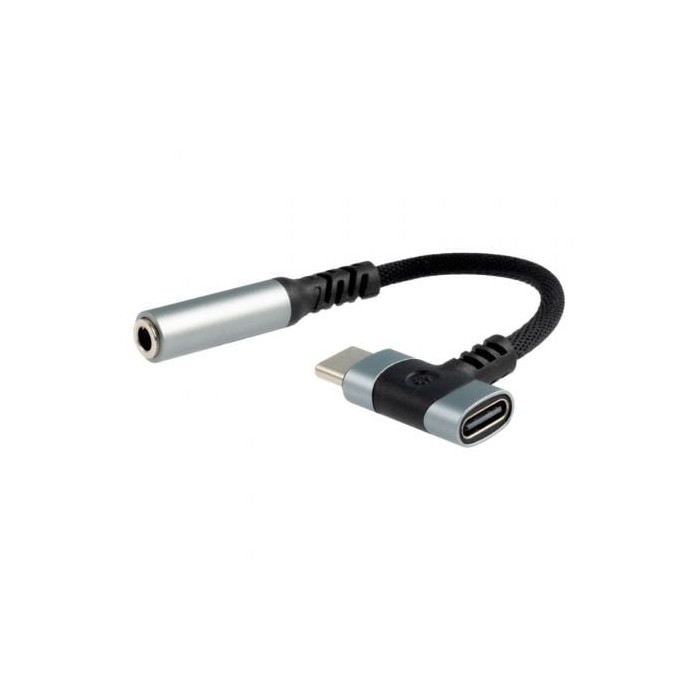 Cable Conversor Audio Nanocable 10.24.1207/ USB Tipo-C Macho - Jack 3.5/ USB Tipo-C Hembra/ 10cm/ Negro | Audio