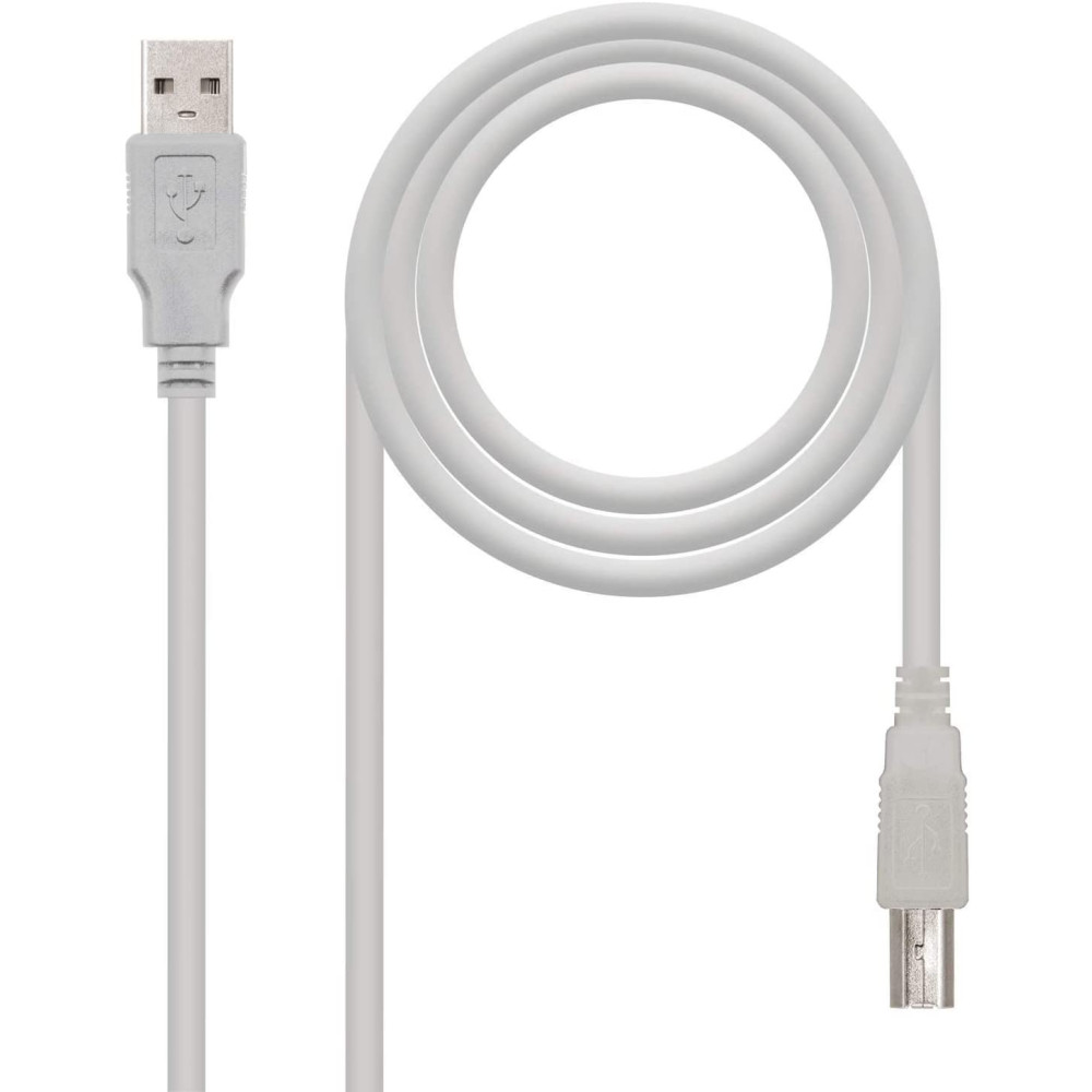 Cable USB 2.0 Impresora Nanocable 10.01.0103/ USB Tipo-B Macho - USB Macho/ 1.8m/ Beige | USB