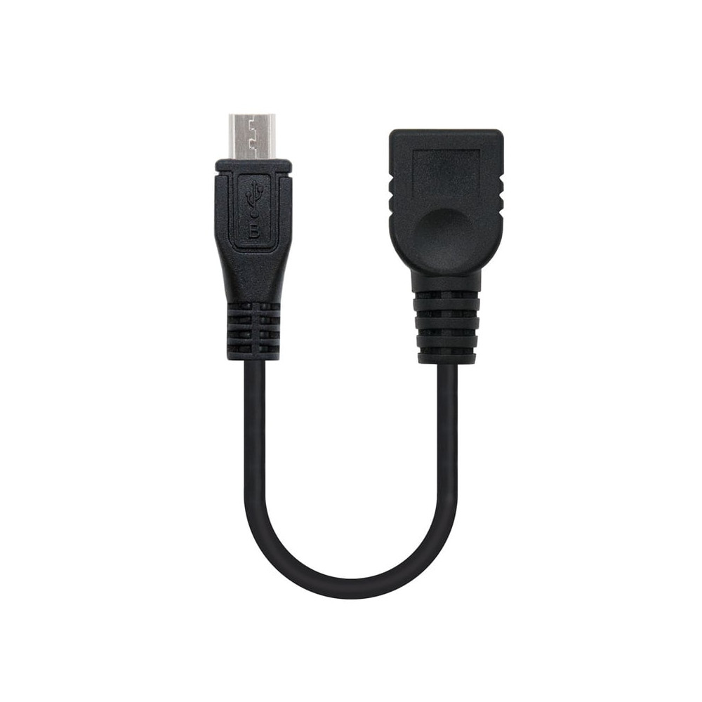 Cable USB 2.0 Nanocable 10.01.3500/ MicroUSB Macho - USB Hembra/ 15cm/ Negro | USB