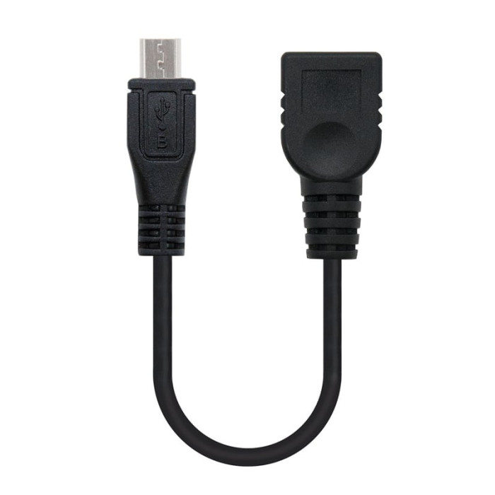Cable USB 2.0 Nanocable 10.01.3500/ MicroUSB Macho - USB Hembra/ 15cm/ Negro | USB