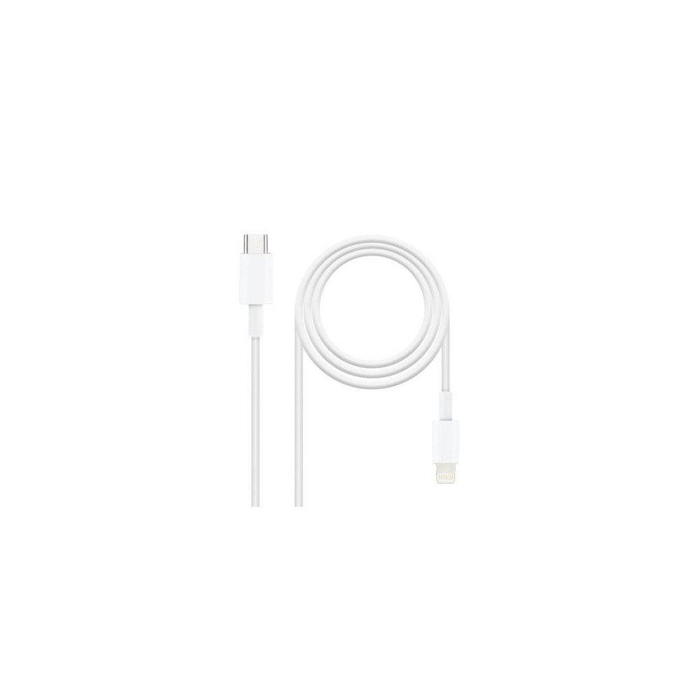 Cable USB 2.0 Tipo-C Lightning Nanocable 10.10.0600/ USB Tipo-C Macho - Lightning Macho/ 50cm/ Blanco | Lightning