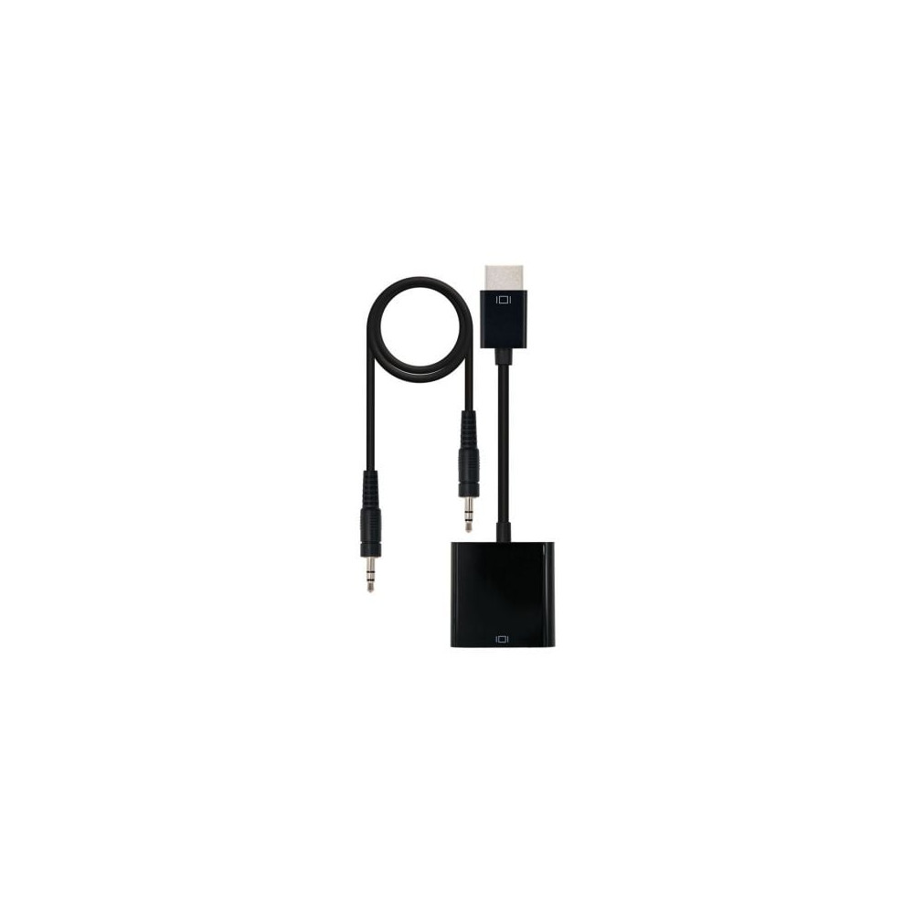 Conversor Nanocable 10.16.2001-BK/ HDMI Macho - VGA Hembra/ Jack 3.5 Hembra/ 10cm/ Negro | HDMI